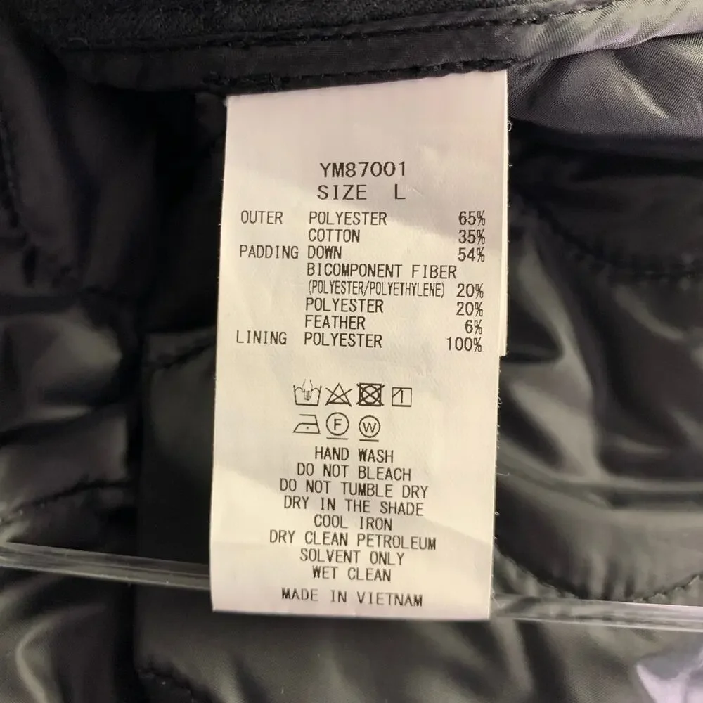 NORDISK Size L Black Quilted Polyester Cotton Snaps Jacket
